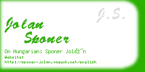 jolan sponer business card